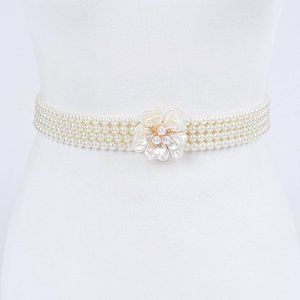 BNWT Pearl Flower Classy Stretch Elastic Belt Bridal Belt